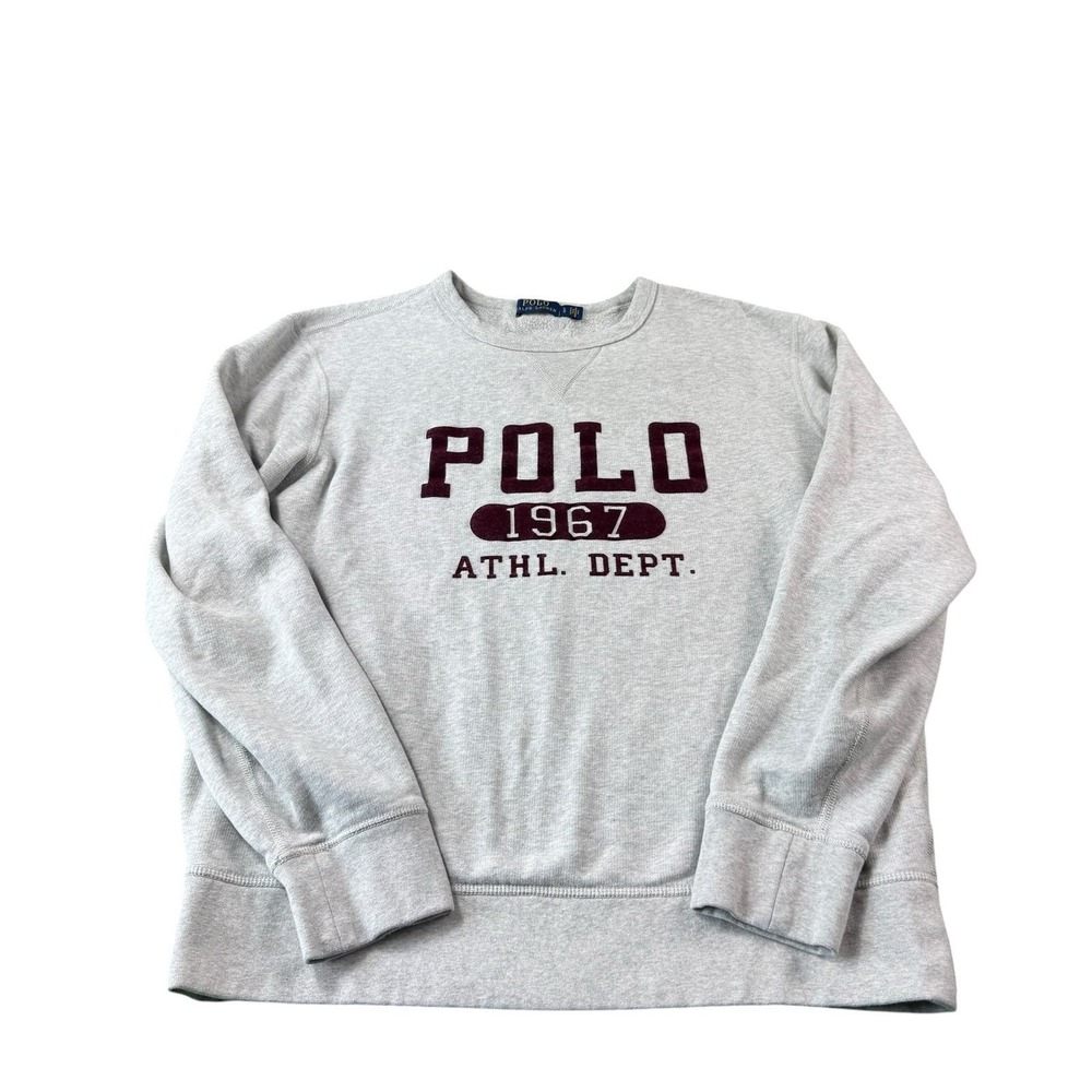 Polo Ralph Lauren Gray Maroon Spellout Men's Crewneck Size Large